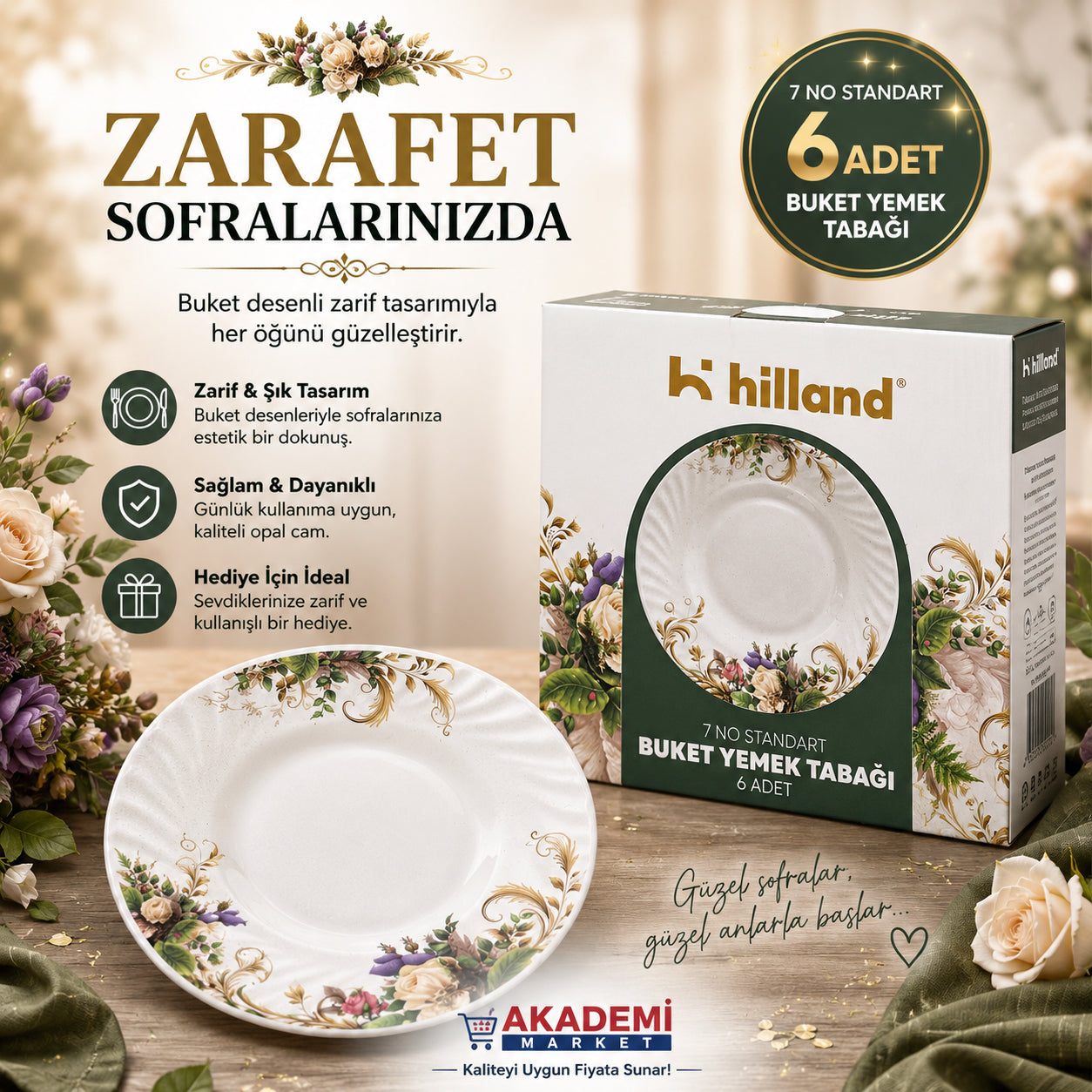 Hilland Buket Yemel Tabağı 6 Lı