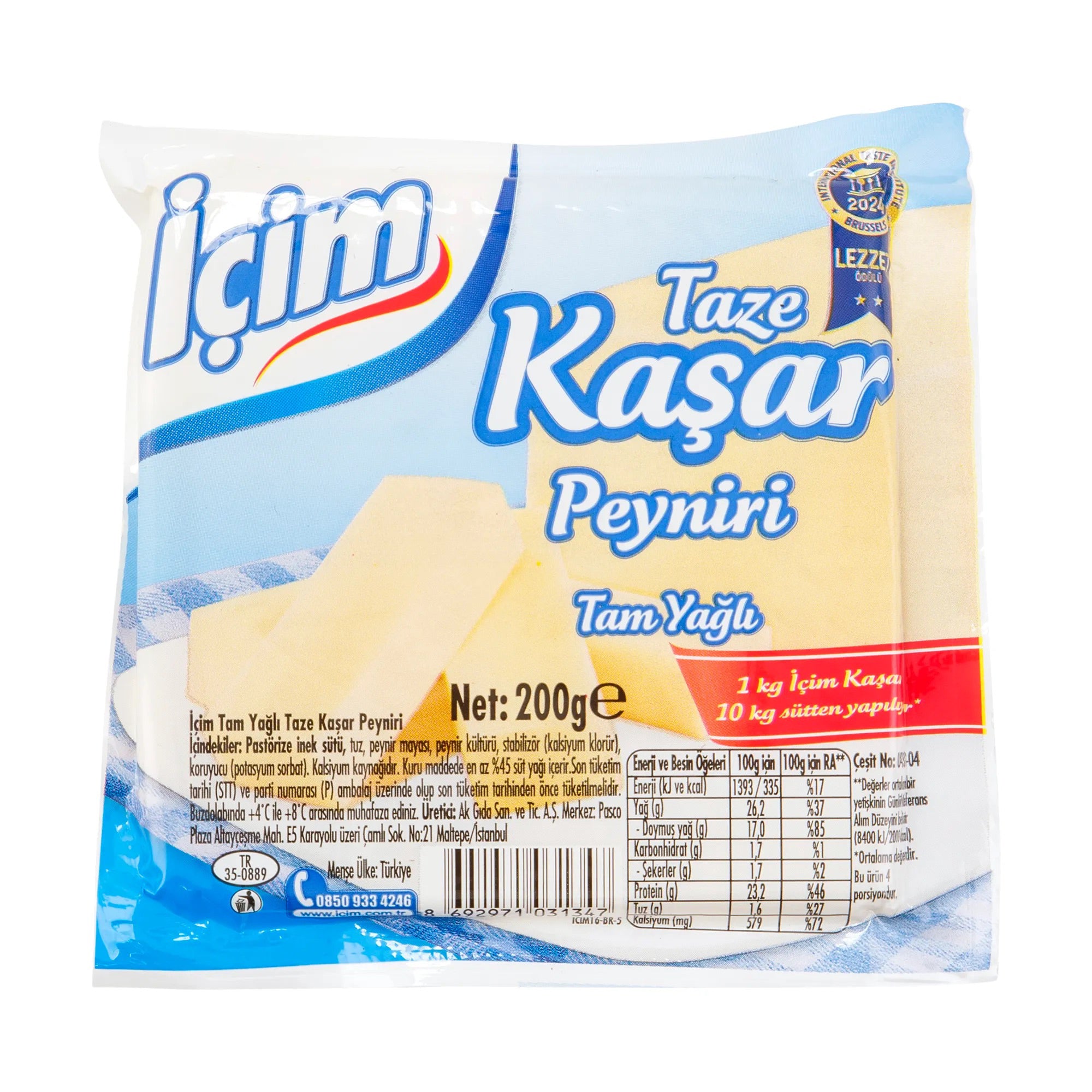İçim Taze Kaşar Peyniri 200g