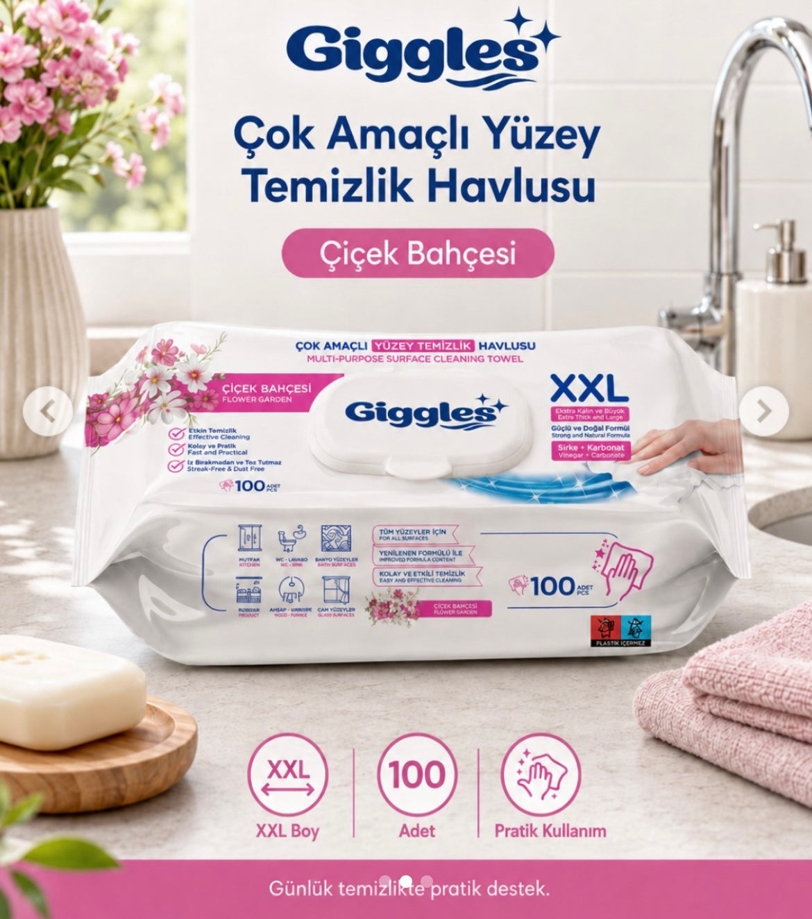 Giggles Yüzey Temizlik Havlusu Çiçek Bahçesi
