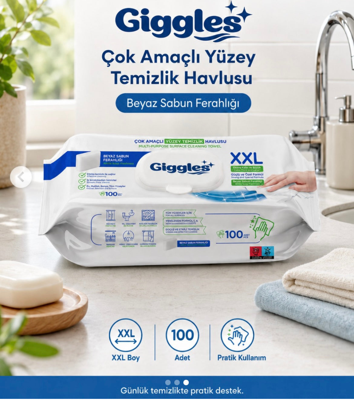Giggles Yüzey Temizlik Havlusu Beyaz Sabun Etkisi