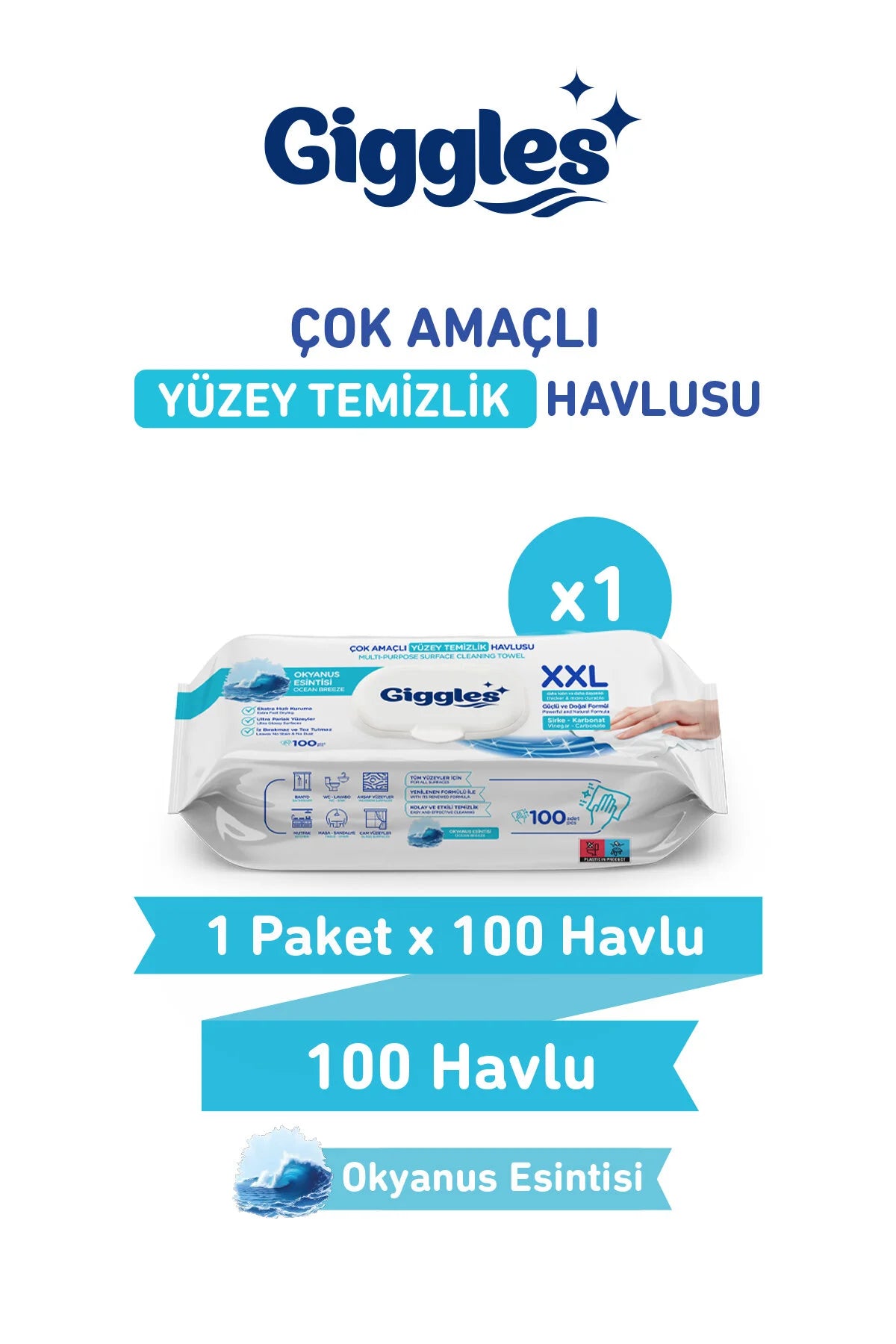 Giggles Yüzey Temizlik Havlusu Okyanus Etkisi