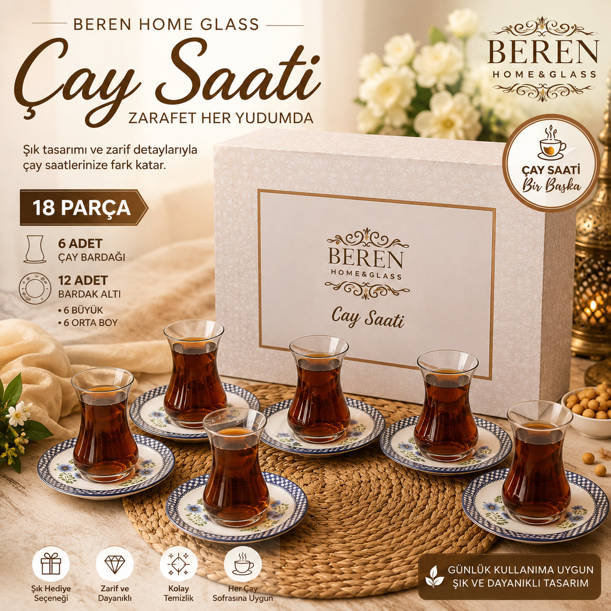 Beren Home 18 Parça Çay Saati