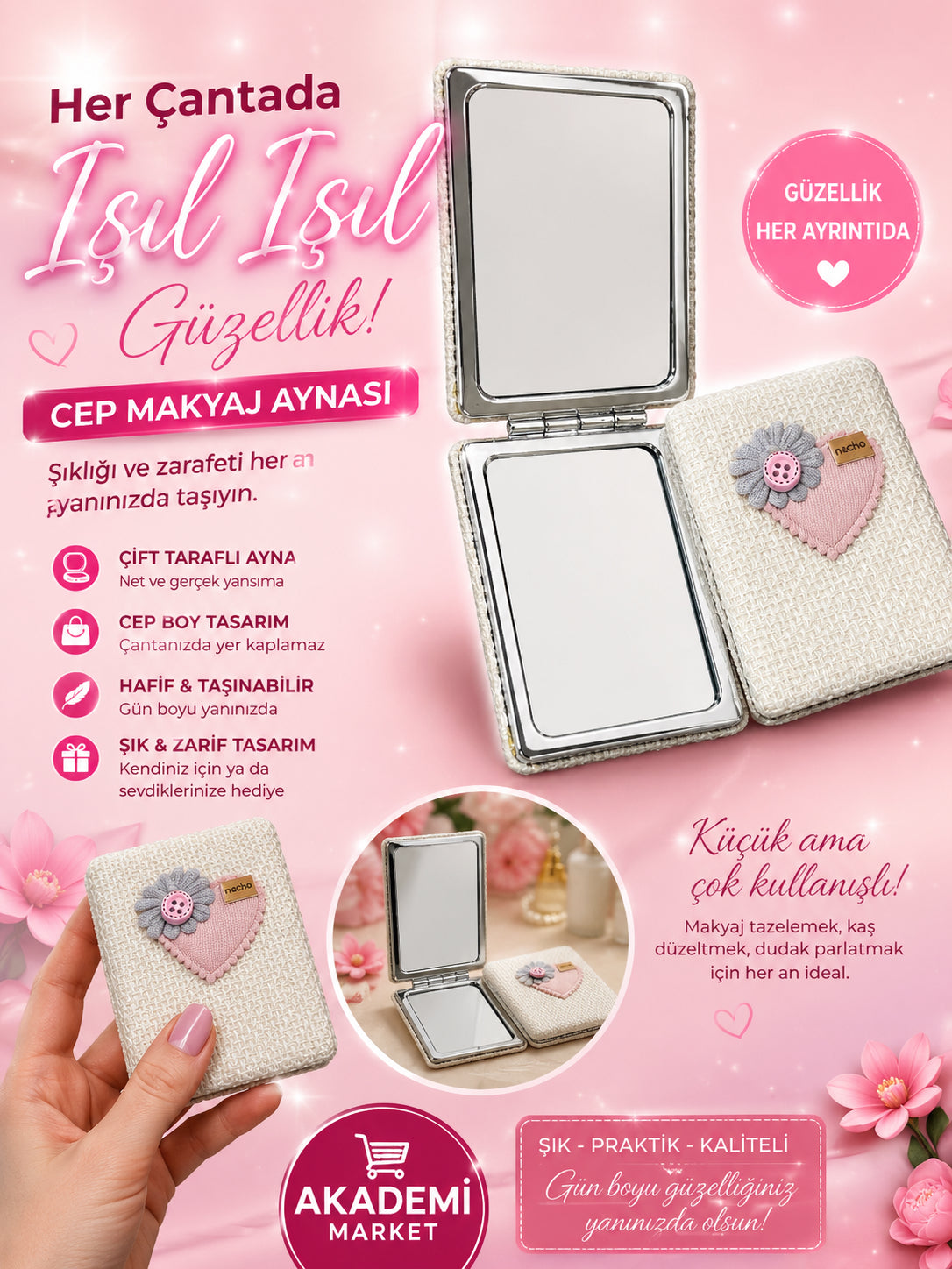 Cep Makyaj Aynası Krem
