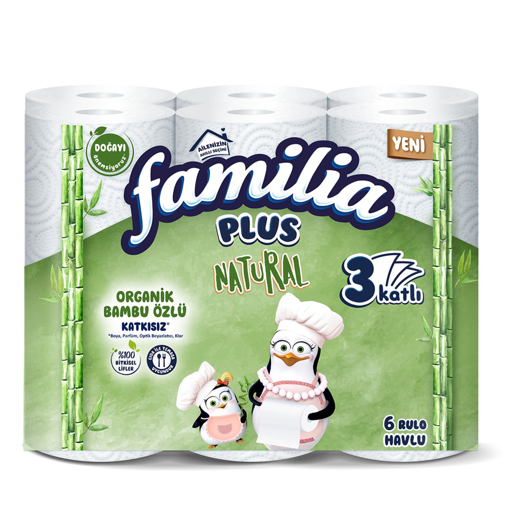 Familia Plus Natural 3 Katlı 6 Rulo Havlu